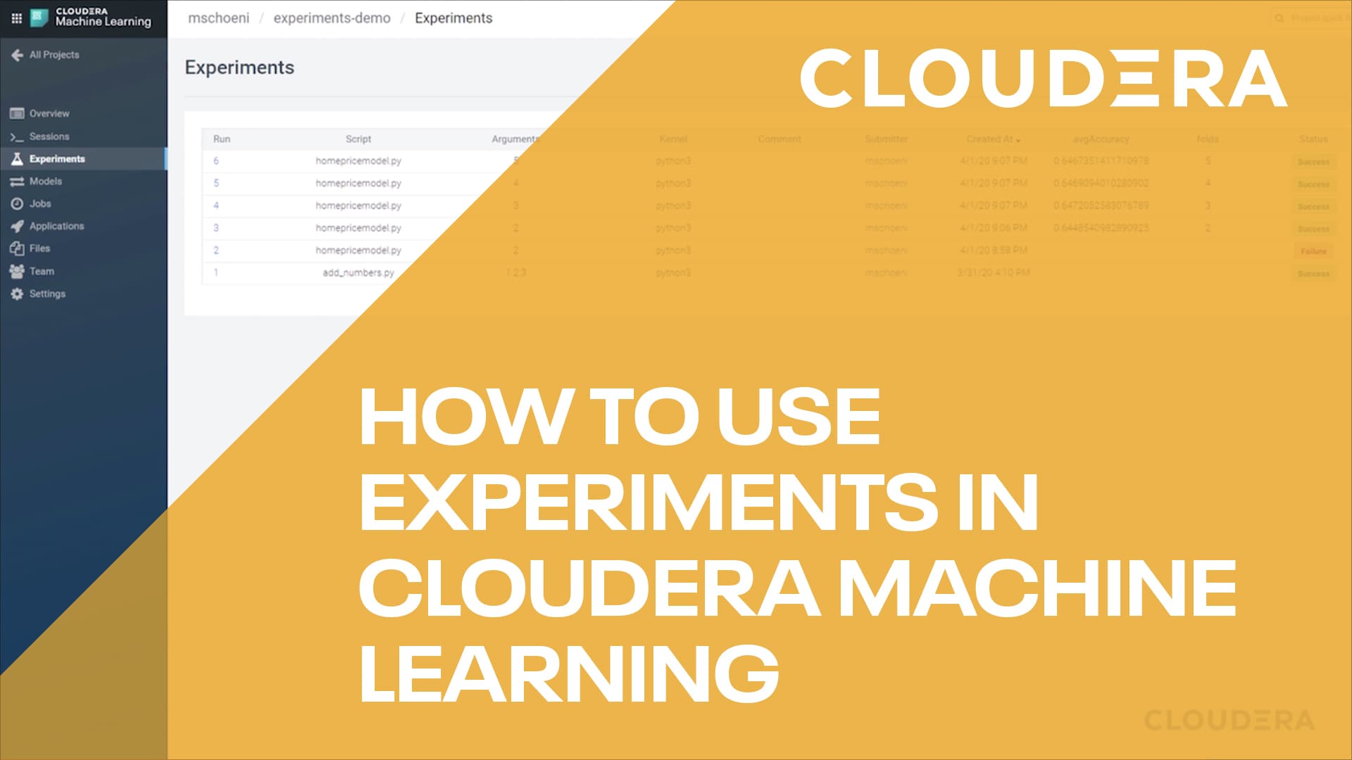 How to use Experiments in Cloudera Machine Learning