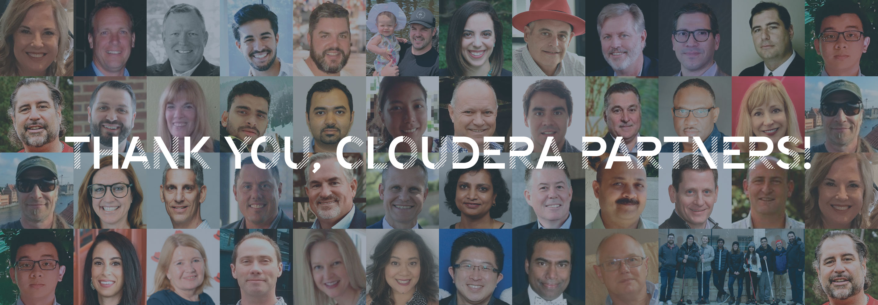 Portraits photo des partenaires en remerciement de leur soutien à Cloudera 
