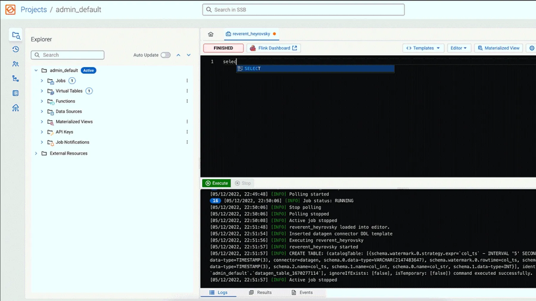 Capture d'écran du produit SQL Streambuilder